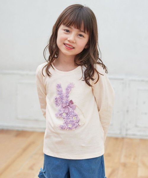 anyFAM（KIDS）(エニファム（キッズ）)/シフォンモチーフ 長袖Tシャツ/エクリュ（うさぎ）