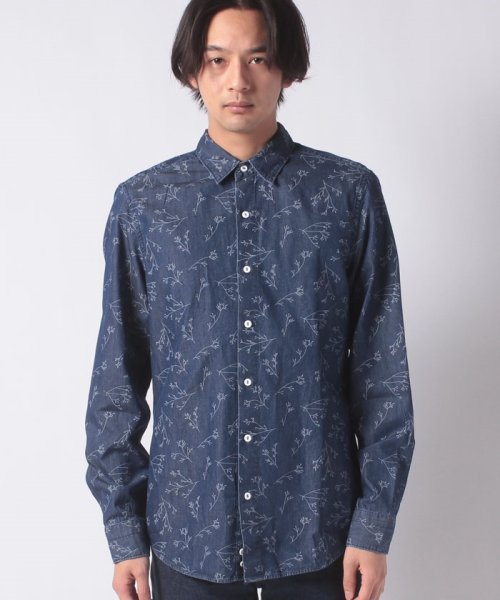 セール レギュラーフィット花柄シャンブレーシャツ ベネトン メンズ Benetton Mens Magaseek