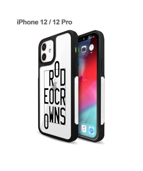 Rodeo Crowns(ロデオクラウンズ)/iphone ケース iPhone12 iPhone12Pro ロデオクラウンズ RODEOCROWNS サイドオーナメントケース ブロックロゴ/ブラック