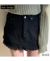 non-hedge(ノンヘッジ)/フェイクスカートデニムショートパンツ/ブラック