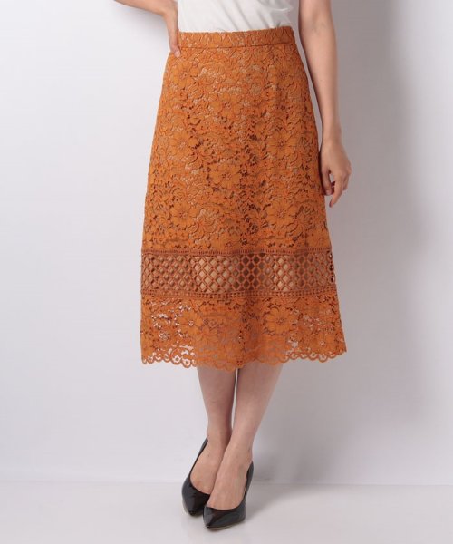セール】【セットアップ対応商品】カラーコードレースミディスカート  