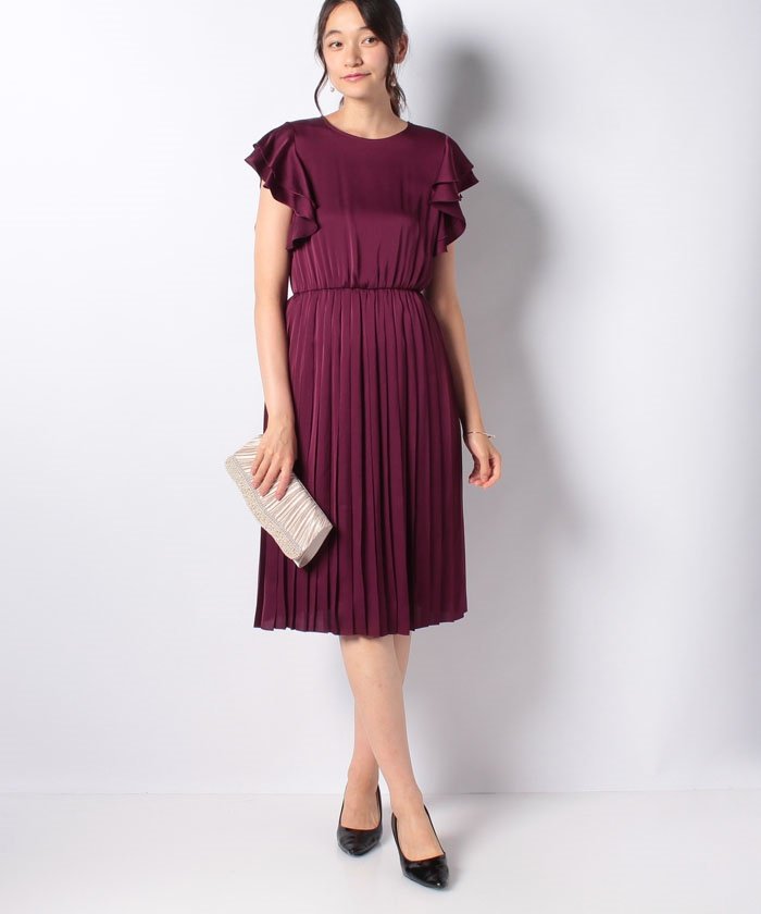 セール Loulou Willoughby サテンプリーツラッフルソデワンピース アルアバイル Allureville Magaseek