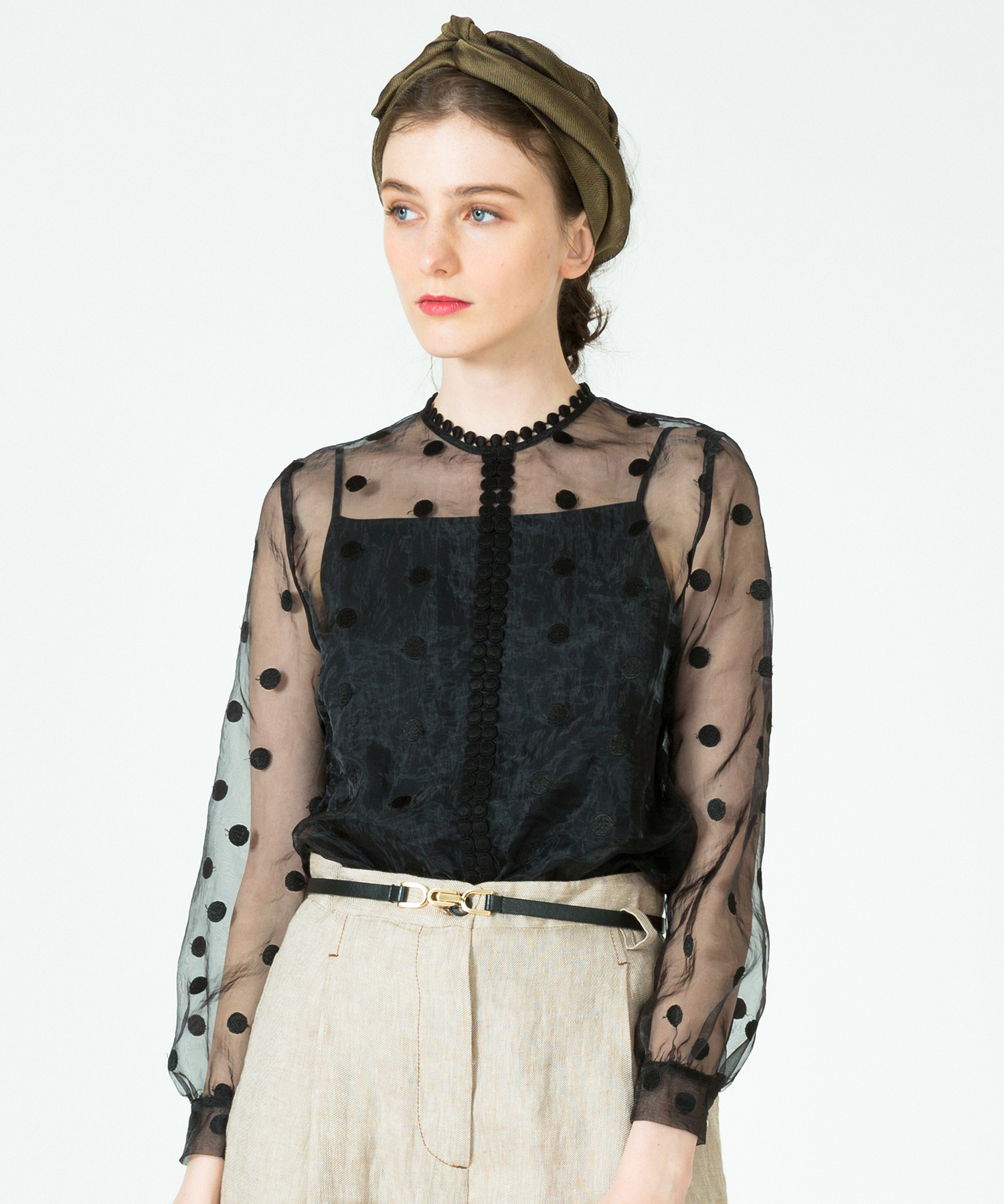 LOULOU WILLLOUGHBY チェックドットブラウス | www.jarussi.com.br