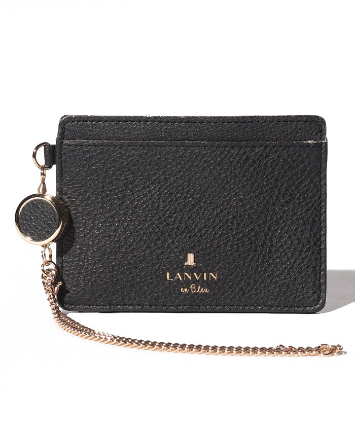 国内即発【LANVIN】メラニー リール付きレザーパスケース LANVIN en Bleu ランバンオンブルー パスケース リール付き 本革