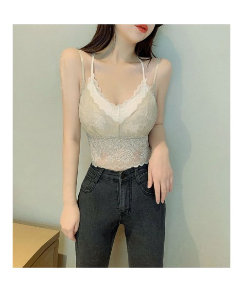 セール 総レース ショートキャミソール Vネック カップ付き おしゃれ パッド付き バッククロス 重ね 可愛い キャミソール セクシー ベアトップ インナー 春新作 セイヘイショップ Seiheishop Magaseek