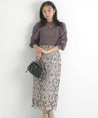 JUSGLITTY/配色レースタイトスカート/503816864