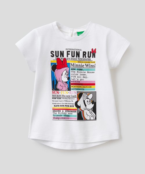 BENETTON (UNITED COLORS OF BENETTON GIRLS)(ユナイテッド　カラーズ　オブ　ベネトン　ガールズ)/【ディズニー(Disney)コラボ】ミニーマウスTシャツ・カットソー/ホワイト