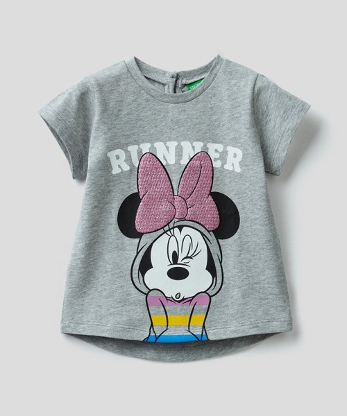 BENETTON (UNITED COLORS OF BENETTON GIRLS)(ユナイテッド　カラーズ　オブ　ベネトン　ガールズ)/【ディズニー(Disney)コラボ】ミニーマウスTシャツ・カットソー/グレー