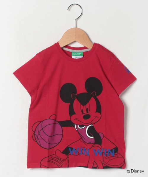 BENETTON (UNITED COLORS OF BENETTON BOYS)(ユナイテッド　カラーズ　オブ　ベネトン　ボーイズ)/【ディズニー(Disney)コラボ】スポーツミッキーマウスTシャツ・カットソー/レッド