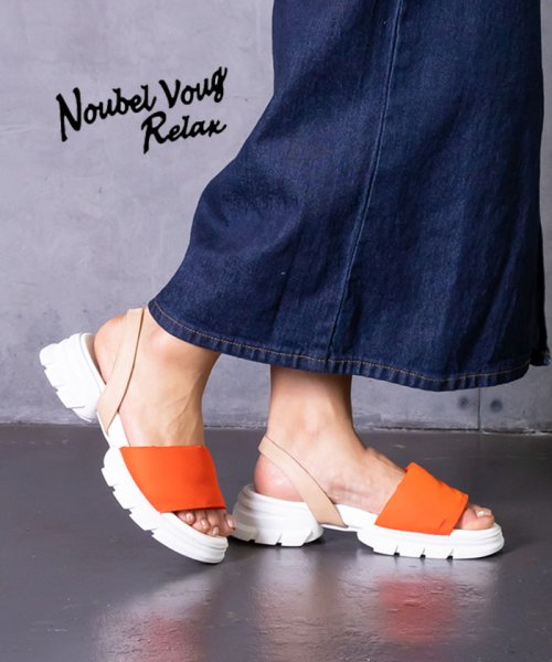 Noubel Voug Relax(ヌーベルヴォーグ　リラックス)/オトナスポーツミックスバックベルトクッションサンダル/オレンジ