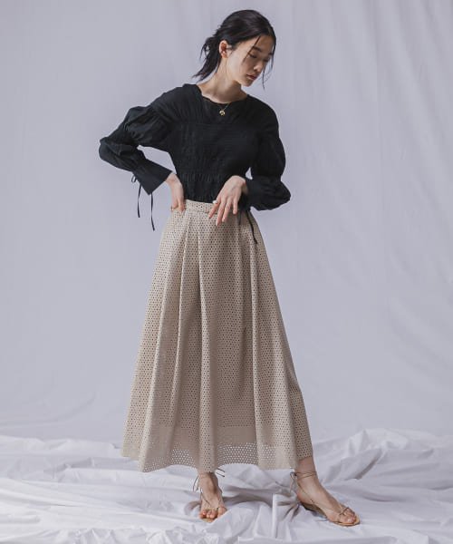 URBAN RESEARCH ROSSO(URBAN　RESEARCH　ROSSO)/Lirica　punching pleats skirt/BEIGE