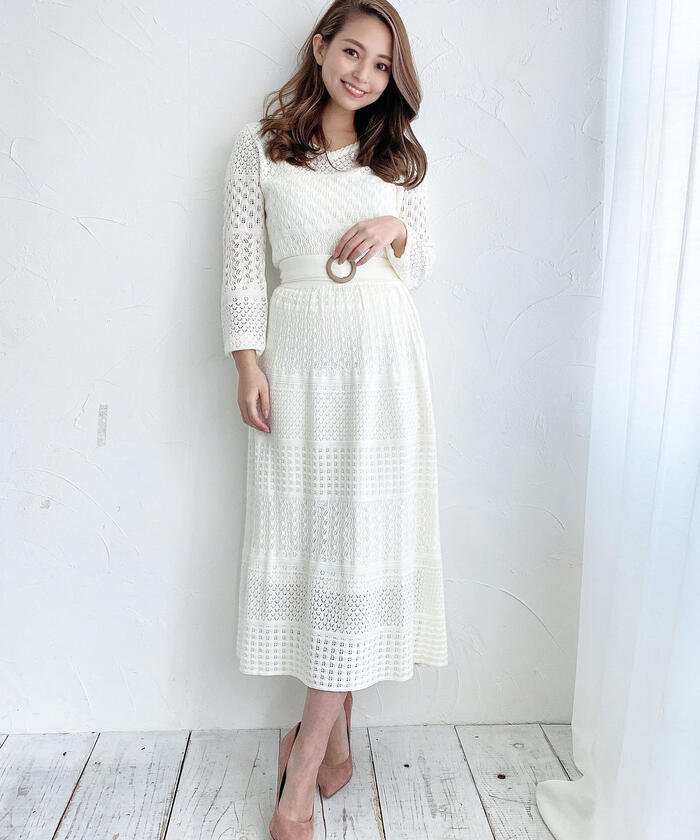 セール 透かし柄ニットワンピース ミッシュマッシュ Misch Masch Magaseek