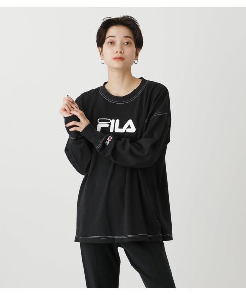 AZUL by moussy(アズールバイマウジー)/FILA×AZUL LOGO PRINT TEE/BLK