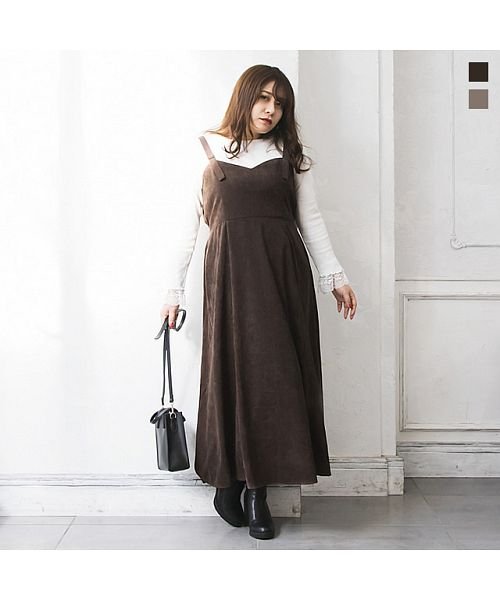コーデュロイビスチェワンピース クレット 大きいサイズ Clette Magaseek