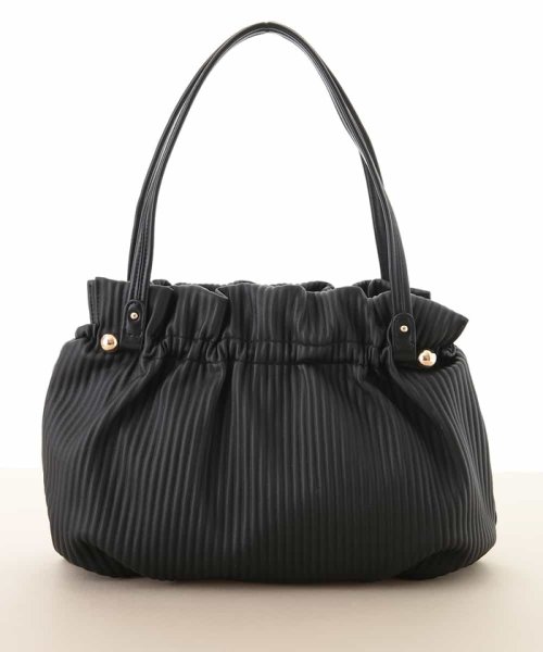 MK MICHEL KLEIN BAG(エムケーミッシェルクランバッグ)/【2WAY】ギャザーデザインエコレザーバッグ/ブラック