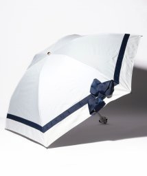 LANVIN en Bleu(umbrella)(ランバンオンブルー（傘）)/LANVIN en Bleu（ランバン オン ブルー）晴雨兼用折りたたみ日傘　切り継ぎビジューりぼん/ダークグレー