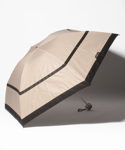FURLA(フルラ)/FURLA（フルラ）晴雨兼用折りたたみ日傘　シャンブレー切り継ぎ/ブラック