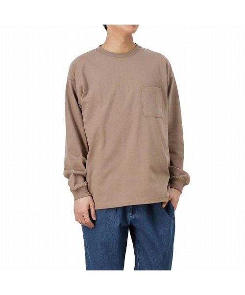 MAC HOUSE(men)(マックハウス（メンズ）)/グッドウェア ポケリブ付きビッグ長袖Tシャツ 2W7－5500－21SS/ライトブラウン