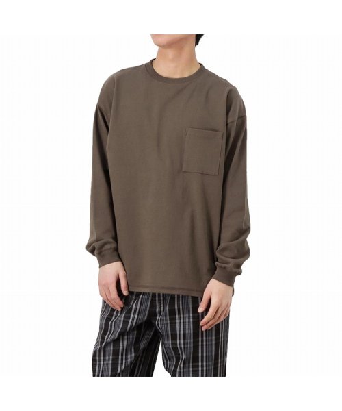 MAC HOUSE(men)(マックハウス（メンズ）)/グッドウェア ポケリブ付きビッグ長袖Tシャツ 2W7－5500－21SS/ブラウン