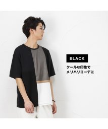 MAC HOUSE(men)(マックハウス（メンズ）)/URBAN COLLECTION アーバンコレクション ポンチ切替クルーTシャツ MC18421T/ブラック