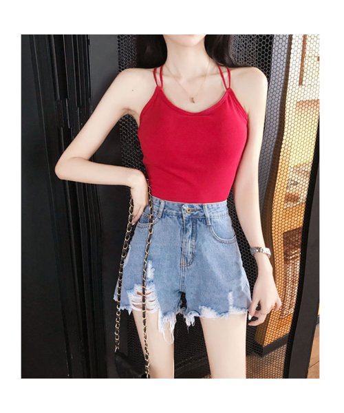セール 背中開き キャミソール ブラトップ バッククロス 無地 腰露出 かわいい 下着 ストレッチ カップ付き インナー トップス セイヘイショップ Seiheishop Magaseek