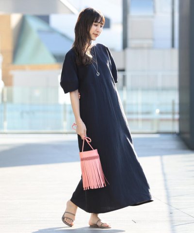 Demi-Luxe BEAMS／Demi－Luxe BEAMS / リネン パフスリーブ ワンピース／503897134