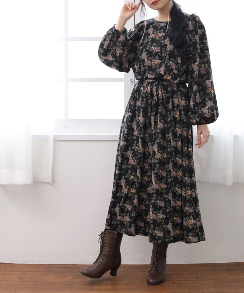 バックリボン花柄ワンピース オシャレウォーカー Osharewalker Magaseek