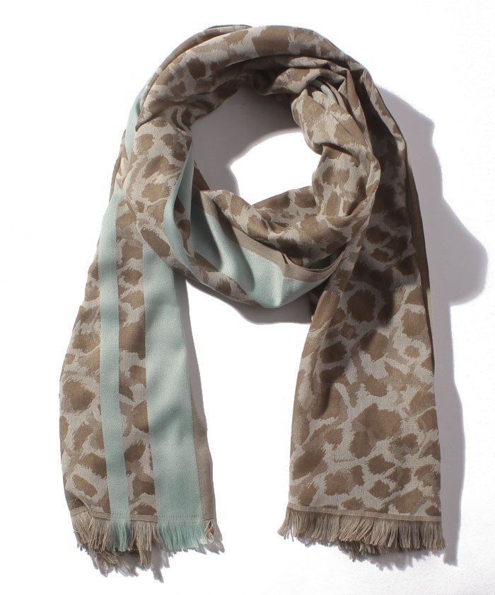 セール ライン入りアニマル柄ジャガードストール インタープラネット Interplanet Magaseek