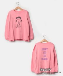 petit main(プティマイン)/【PEANUTSコラボ】 キャラクタープリントTシャツ/ピンク