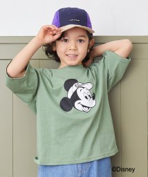 b-ROOM(ビールーム)/【DISNEY】ミッキーマウスデザインTシャツ（キャップ）/グリーン