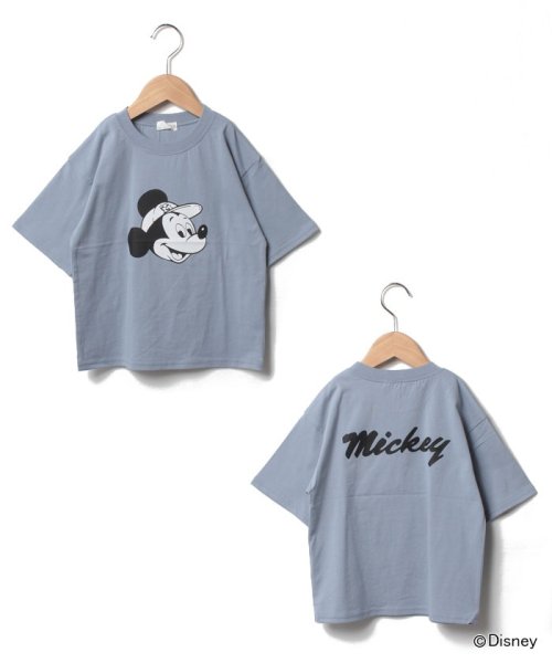 b-ROOM(ビールーム)/【DISNEY】ミッキーマウスデザインTシャツ（キャップ）/ブルーグレー