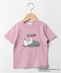 b-ROOM(ビールーム)/【PEANUTSコラボ】 お眠りスヌーピープリントTシャツ/モデレートピンク