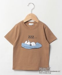 b-ROOM(ビールーム)/【PEANUTSコラボ】 お眠りスヌーピープリントTシャツ/モカブラウン