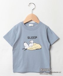 b-ROOM(ビールーム)/【PEANUTSコラボ】 お眠りスヌーピープリントTシャツ/ブルーグレー