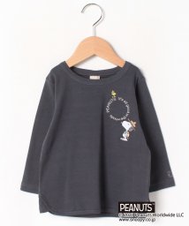 petit main(プティマイン)/【PEANUTSコラボ】 スヌーピーキャンプTシャツ/チャコール