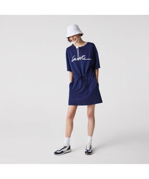 LACOSTE(ラコステ)/シグニチャープリントTシャツワンピース/ネイビー