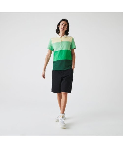 LACOSTE Mens(ラコステ　メンズ)/フロントパネルボーダーポロシャツ/グリーン