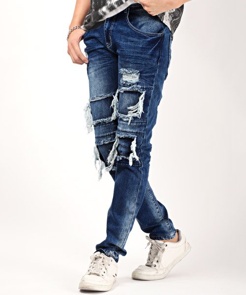 セール 15 Off ハードクラッシュスキニーパンツ デニムパンツ メンズ スキニー ハードクラッシュ ダメージ ラグスタイル Luxstyle Magaseek