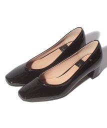 LANVINCOLLECTION(SHOES)(ランバンコレクション（シューズ）)/オールウェザー対応スクエアトゥパンプス/ブラックエナメル