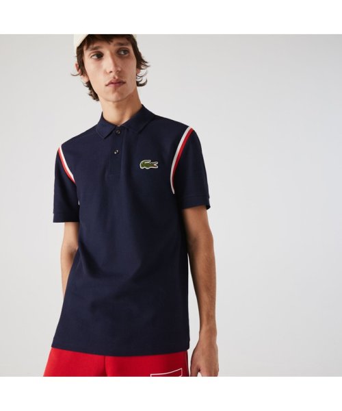 LACOSTE Mens(ラコステ　メンズ)/アームホールボーダーテーピングオーガニックコットンポロシャツ/ネイビー