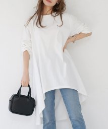 coca(コカ)/【USAコットン】サイドスリットテールカットカットソー/WHITE