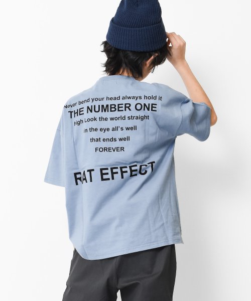 RAT EFFECT(ラット エフェクト)/バックナロープリントビッグTシャツ/ライトブルー