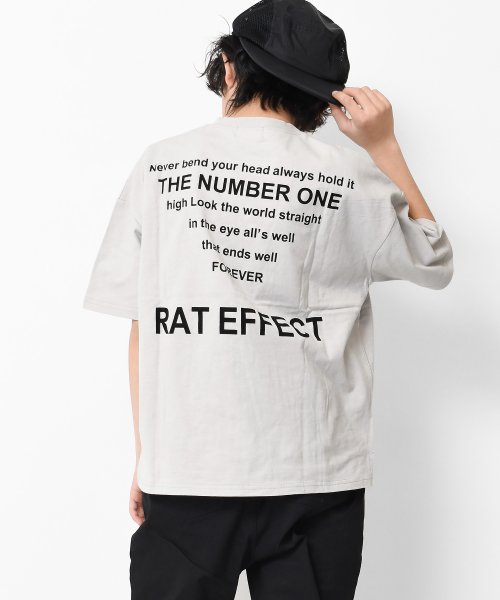 RAT EFFECT(ラット エフェクト)/バックナロープリントビッグTシャツ/ライトグレー