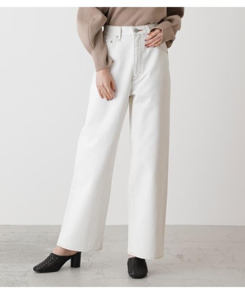 AZUL by moussy(アズールバイマウジー)/HIGH WAIST DENIM WIDE ３/O/WHT1