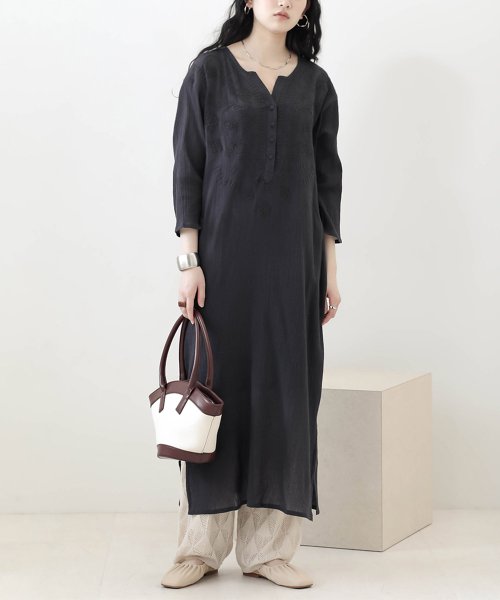 セール 40 Off Web限定 フロント刺繍サックカフタンワンピース バブ Bab Magaseek