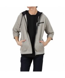 MAC HOUSE(men)(マックハウス（メンズ）)/MOSSIMO モッシモ 鹿の子杢5分ジップパーカー 1274－8736/グレー