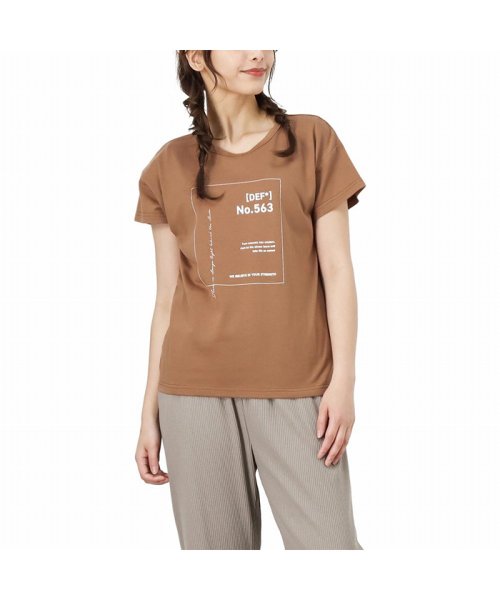 MAC HOUSE(women)(マックハウス（レディース）)/T－GRAPHICS ティーグラフィックス ボックスロゴプリントTシャツ F94527DM/オレンジ