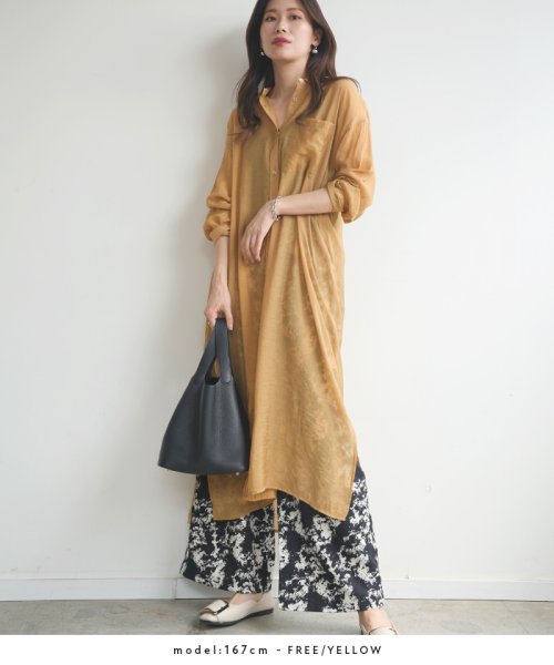 セール シャツワンピース シアーシャツ シャツ ワンピース 羽織 透け感 ロングシャツ 韓国 ファッション シアーbigロングシャツワンピース フューティアランド Futier Land Magaseek