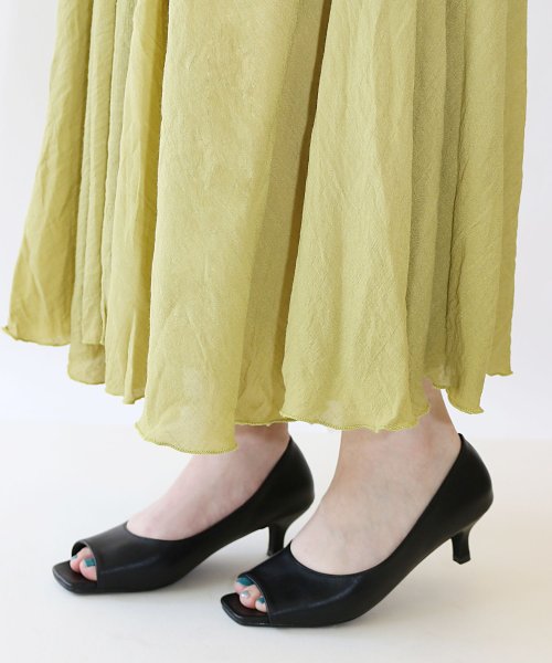 セール スクエアオープントゥパンプス 低反発スポンジ入り フィン Fin Magaseek