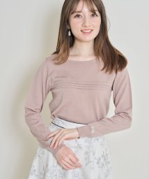 tocco closet(トッコクローゼット)/袖口パールビジュー装飾スカラップカットニットプルオーバー/PINKBEIGE